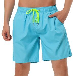 Beach Shorts Drawstring Surfing Mesh Lining Swimwear Board Shorts Light Blue